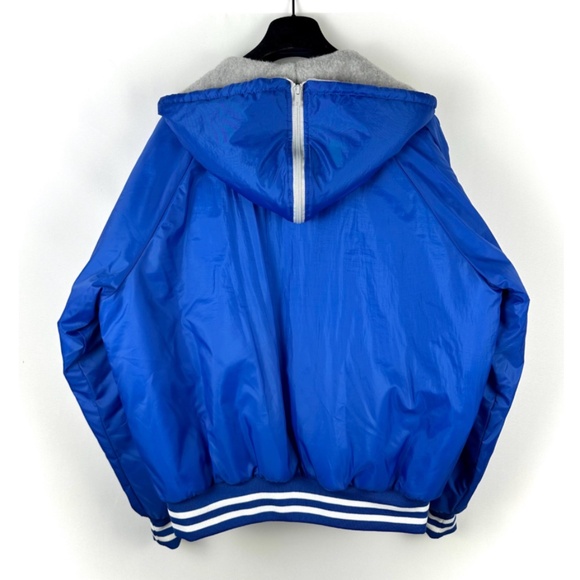Vintage ‘Windless’ Hooded School Varsity Sporty Windbreaker Coat in Blue • M/L - Picture 2 of 9